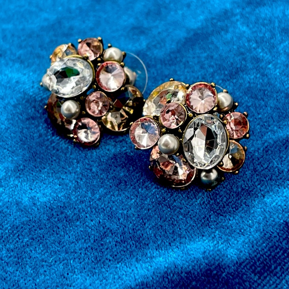 Cristal earrings, pink/rose gold tones